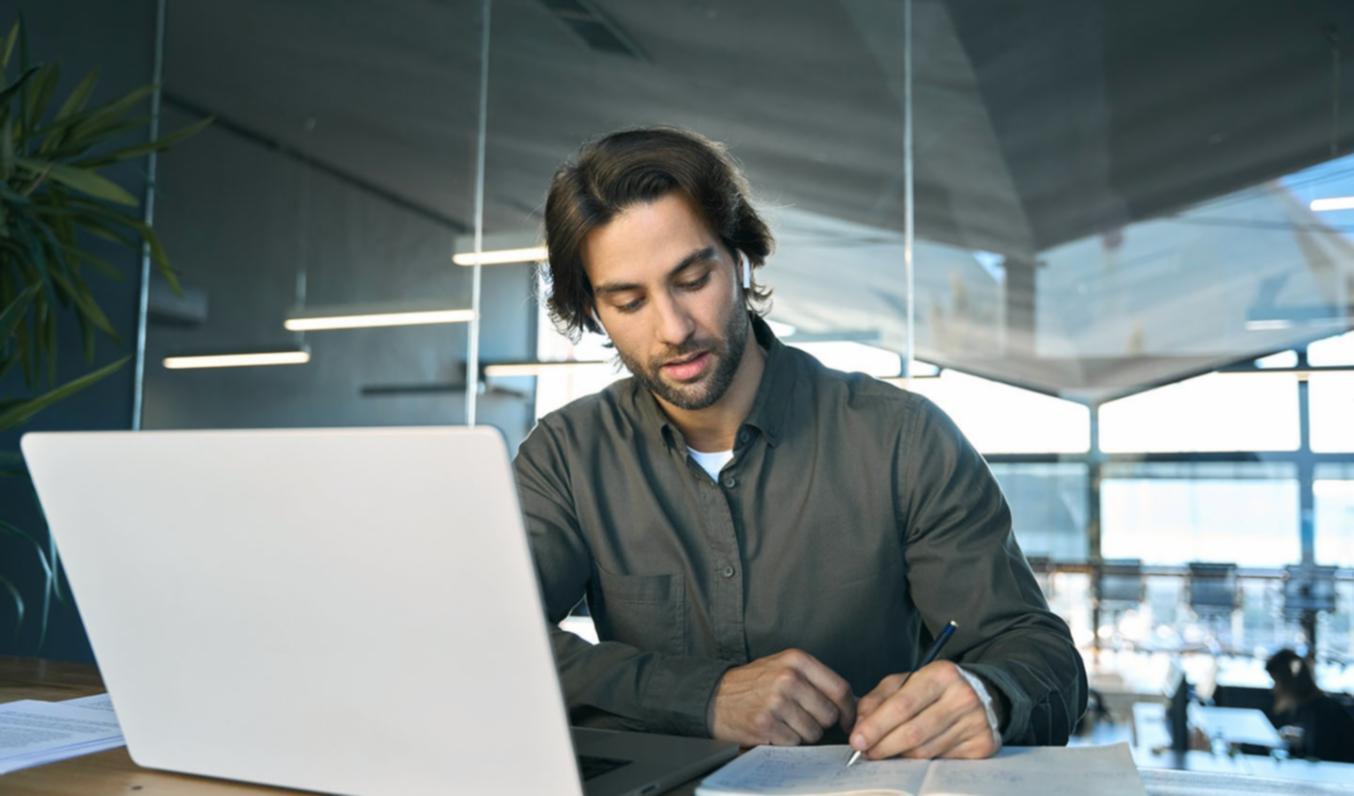 Professional workspace environment where investment theory discussions take place